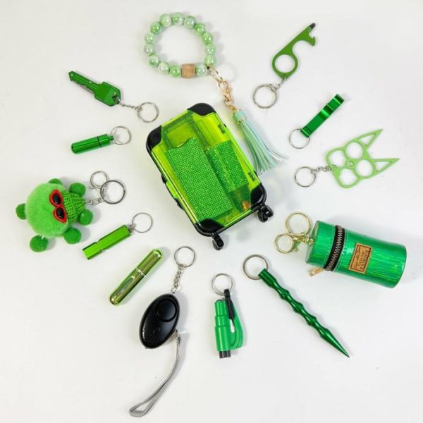 16PCS Green Keychain Set Fixed Suit | Keychains Jewelry Keychains