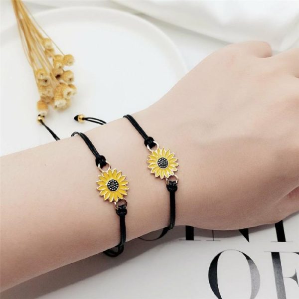 Alloy Sunflower SUNFLOWER Daisy Wax Line Woven Friendship Card Bracelet | Bracelets & Bangels Bracelets & Bangels Bracelets & Bangels