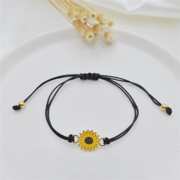 Alloy Sunflower SUNFLOWER Daisy Wax Line Woven Friendship Card Bracelet | Bracelets & Bangels Bracelets & Bangels Bracelets & Bangels