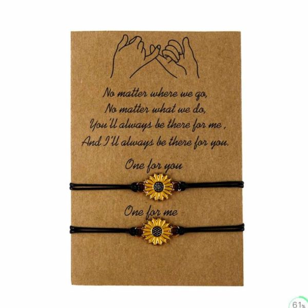 Alloy Sunflower SUNFLOWER Daisy Wax Line Woven Friendship Card Bracelet | Bracelets & Bangels Bracelets & Bangels Bracelets & Bangels