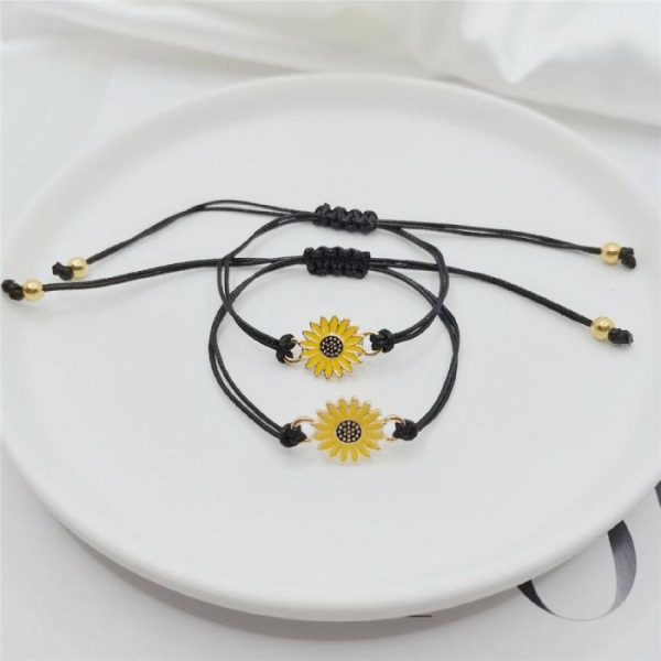 Alloy Sunflower SUNFLOWER Daisy Wax Line Woven Friendship Card Bracelet | Bracelets & Bangels Bracelets & Bangels Bracelets & Bangels