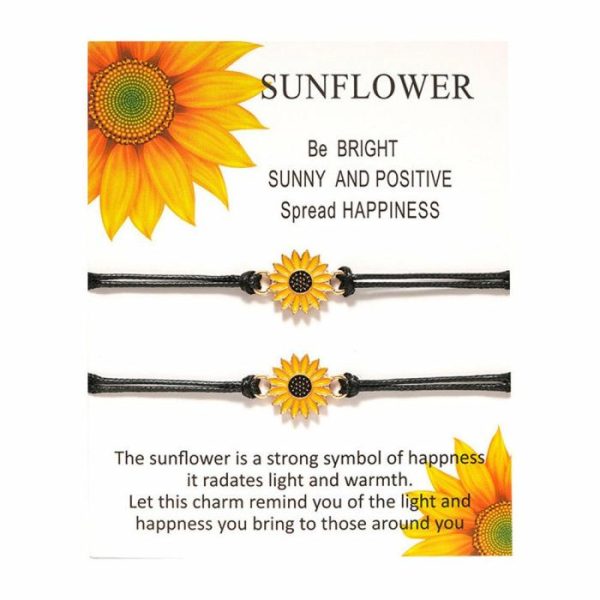 Alloy Sunflower SUNFLOWER Daisy Wax Line Woven Friendship Card Bracelet | Bracelets & Bangels Bracelets & Bangels Bracelets & Bangels