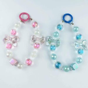 Bow Luminous Colorful Acrylic Beads Mobile Phone Charm Keychain | Keychains Jewelry Keychains