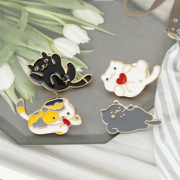 Brooch Cartoon Cute Stay Cute Animal Kitty Expression | Brooches Brooches Brooches