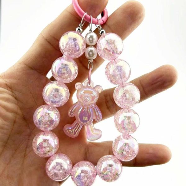 Burst Beads Luminous Bear Pendant Mobile Phone Charm | Keychains Jewelry Keychains