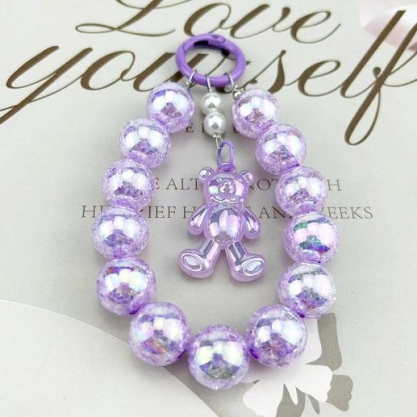 Burst Beads Luminous Bear Pendant Mobile Phone Charm | Keychains Jewelry Keychains