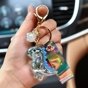 Cartoon Creative Doll Illusion Color Leather Rope Acrylic Dinosaur Buckle Car Chain Bag Accessories Gift | Keychains Jewelry Keychains