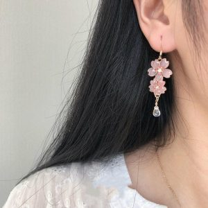 Cherry Blossom Mismatch Decorative Face Earrings | Earrings Earrings Earrings