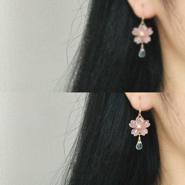 Cherry Blossom Mismatch Decorative Face Earrings | Earrings Earrings Earrings