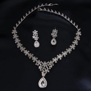 Crystal Earring Necklace Two Piece Set | Fashion Jewelry Sets Fashion Jewelry Sets Fashion Jewelry Sets