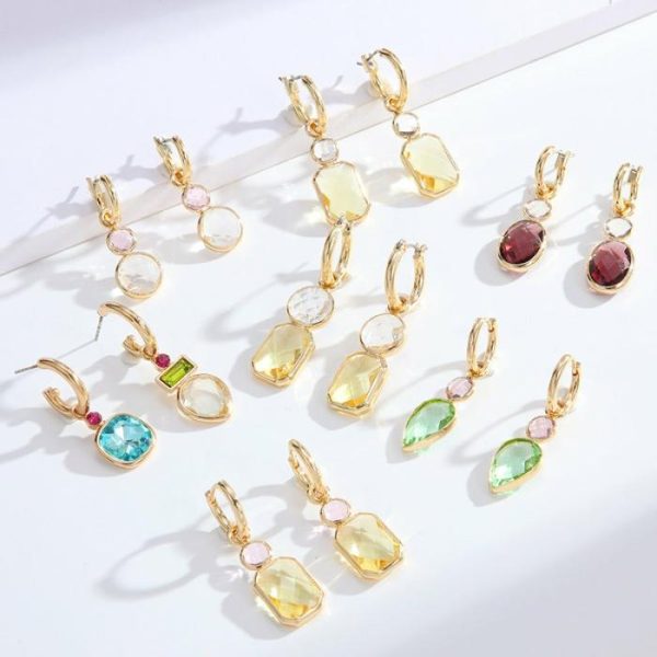 Cut Crystal Covered Gold Plated Earrings | Earrings Earrings Earrings