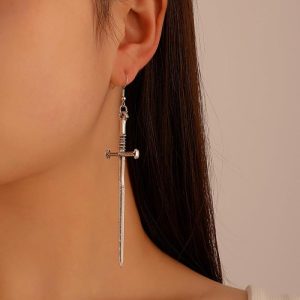 Dark Punk Metal Cross Sword Earrings | Body Jewelry Body Jewelry Body Jewelry