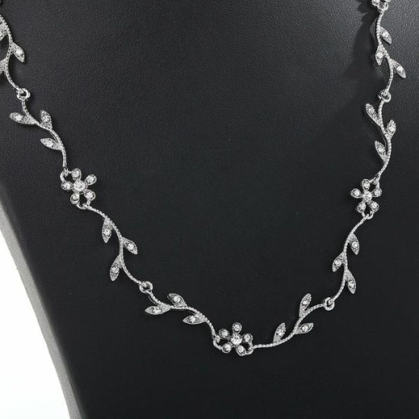 Diamond Leaf Pearl Long Necklace | Fashion Jewelry Sets Fashion Jewelry Sets Fashion Jewelry Sets