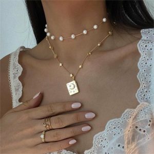 Diamond-studded Necklace Geometric Type | Necklace & Penddants Jewelry Necklace & Penddants