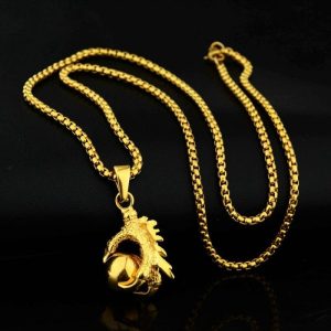 Dragon Claw Gold Bead Pendant Hip Hop All-match Titanium Steel Necklace | Necklace & Penddants Jewelry Necklace & Penddants