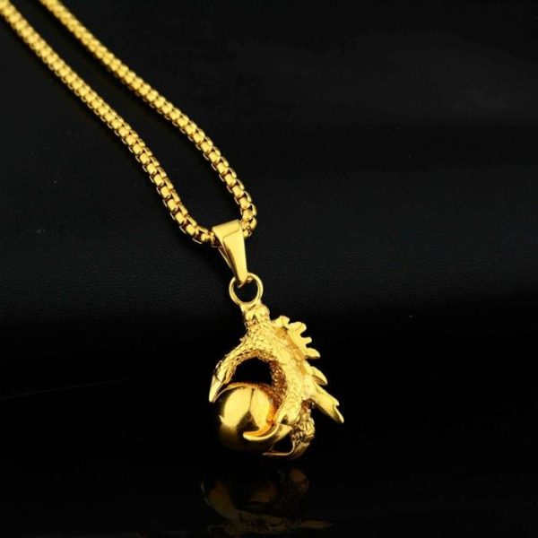 Dragon Claw Gold Bead Pendant Hip Hop All-match Titanium Steel Necklace | Necklace & Penddants Jewelry Necklace & Penddants