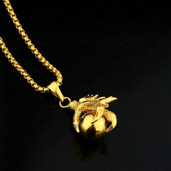 Dragon Claw Gold Bead Pendant Hip Hop All-match Titanium Steel Necklace | Necklace & Penddants Jewelry Necklace & Penddants