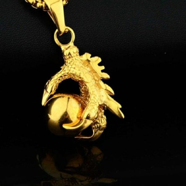 Dragon Claw Gold Bead Pendant Hip Hop All-match Titanium Steel Necklace | Necklace & Penddants Jewelry Necklace & Penddants