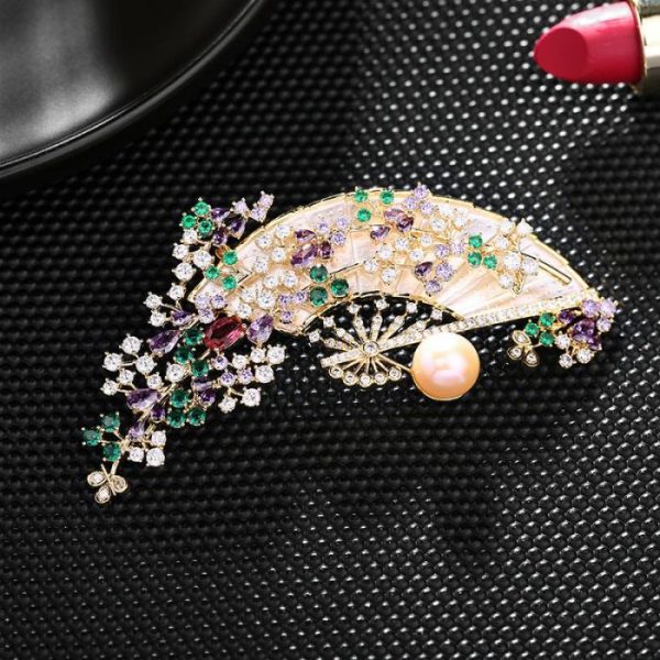 Elegant Retro Fan Corsage Cheongsam Accessories | Brooches Brooches Brooches