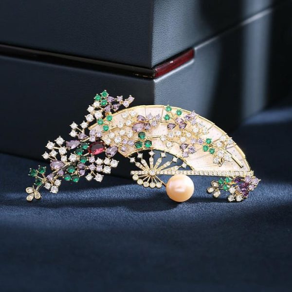 Elegant Retro Fan Corsage Cheongsam Accessories | Brooches Brooches Brooches