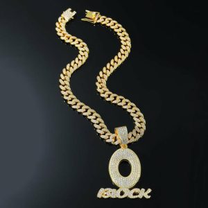 European Hip Hop Full Diamond O Letter Pendant Necklace | Necklace & Penddants Jewelry Necklace & Penddants