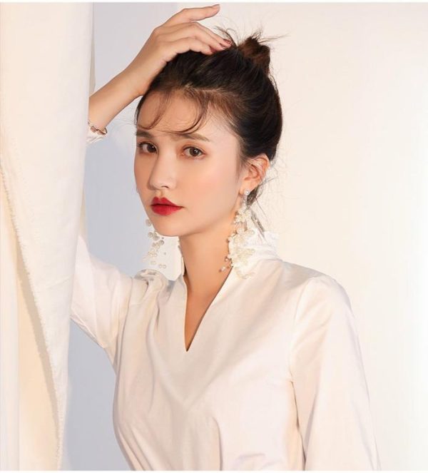 Exaggerated White Tassel Earrings Female Long | Earrings Earrings Earrings