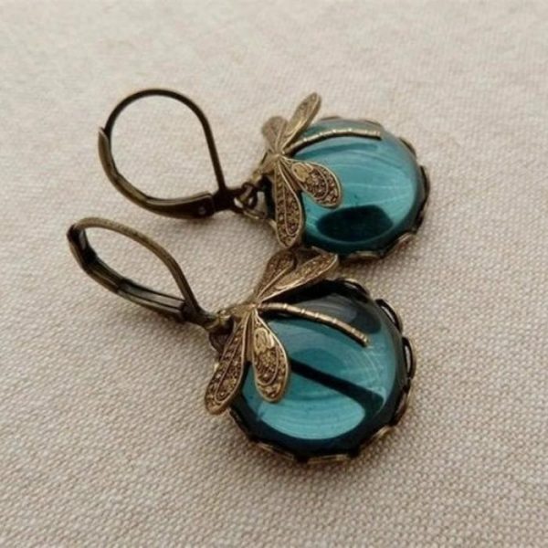 Fashion Jewelry Vintage Dragonfly Pattern Earrings Distressed Moonstone | Earrings Earrings Earrings