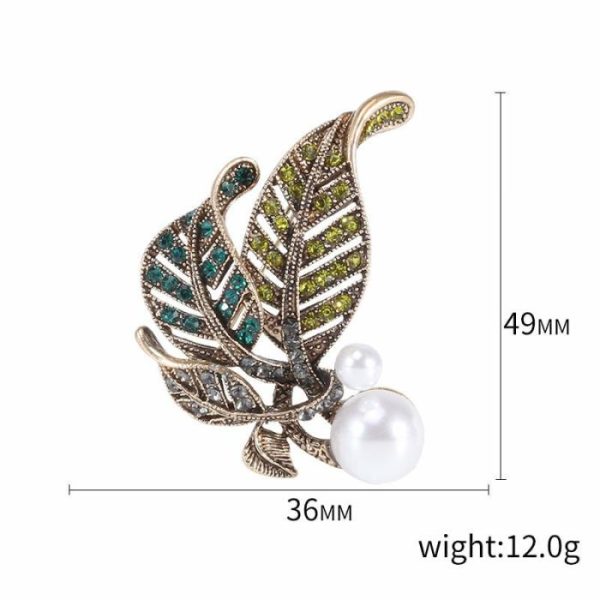 Fashion Retro Creative Rhinestone Pearl Leaf Brooch All-matching Graceful Pin Accessories | Brooches Brooches Brooches