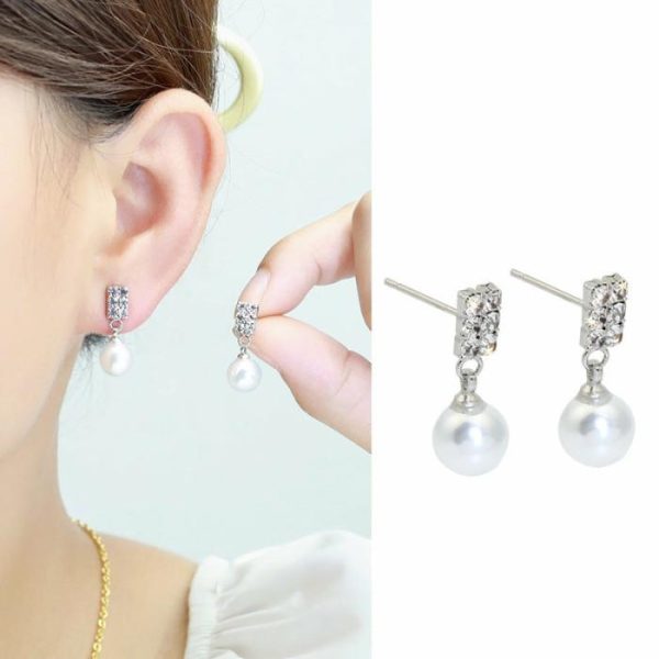 Fashionable All-match Elegant Rhinestone Pearl Stud Earrings | Body Jewelry Body Jewelry Body Jewelry