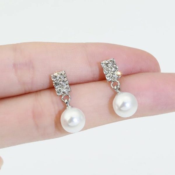 Fashionable All-match Elegant Rhinestone Pearl Stud Earrings | Body Jewelry Body Jewelry Body Jewelry