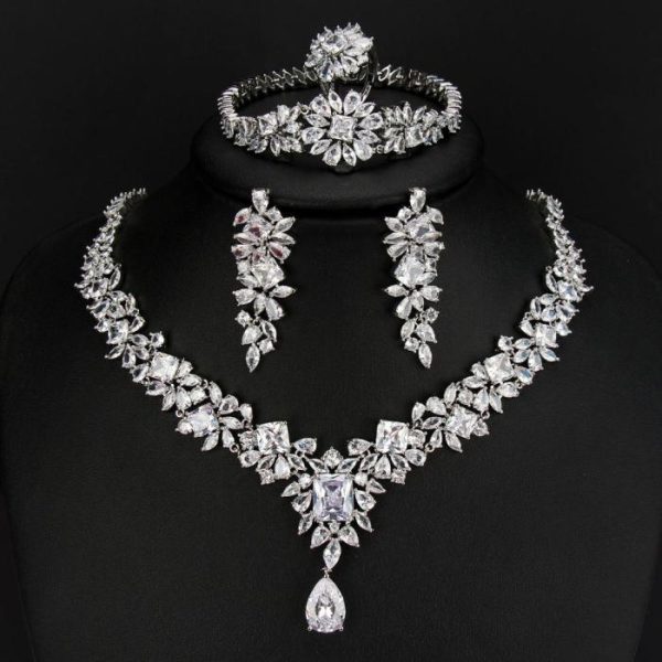 Four Color Bridal Zircon Set With Four Pieces | Fashion Jewelry Sets Fashion Jewelry Sets Fashion Jewelry Sets