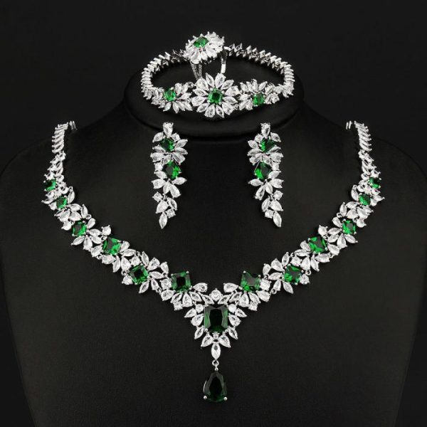 Four Color Bridal Zircon Set With Four Pieces | Fashion Jewelry Sets Fashion Jewelry Sets Fashion Jewelry Sets