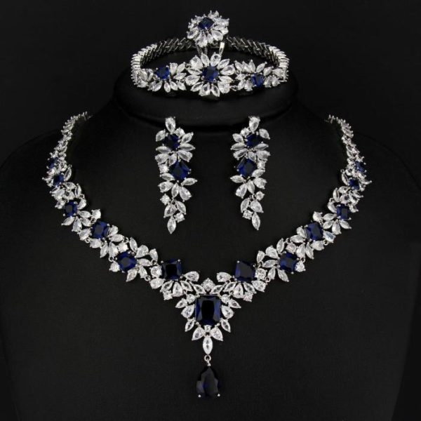 Four Color Bridal Zircon Set With Four Pieces | Fashion Jewelry Sets Fashion Jewelry Sets Fashion Jewelry Sets