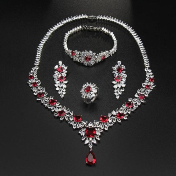 Four Color Bridal Zircon Set With Four Pieces | Fashion Jewelry Sets Fashion Jewelry Sets Fashion Jewelry Sets