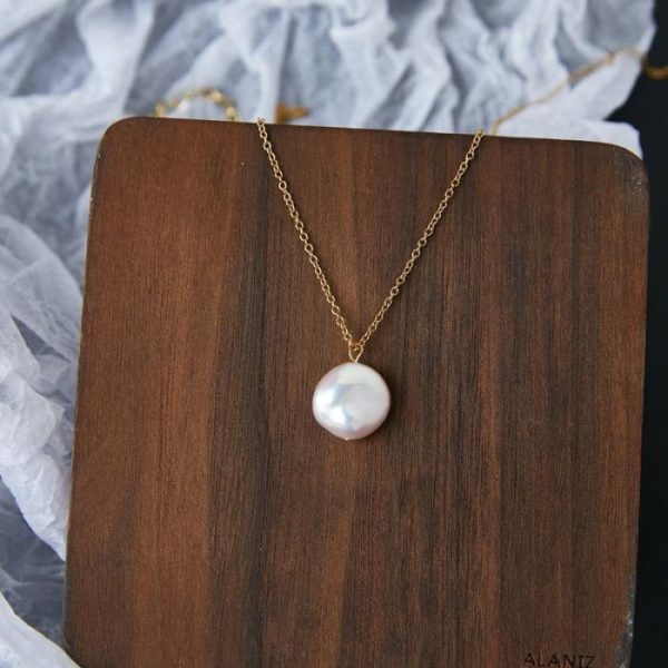 Freshwater Pearl Flat Round Peace Buckle Necklace | Necklace & Penddants Jewelry Necklace & Penddants