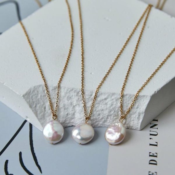 Freshwater Pearl Flat Round Peace Buckle Necklace | Necklace & Penddants Jewelry Necklace & Penddants