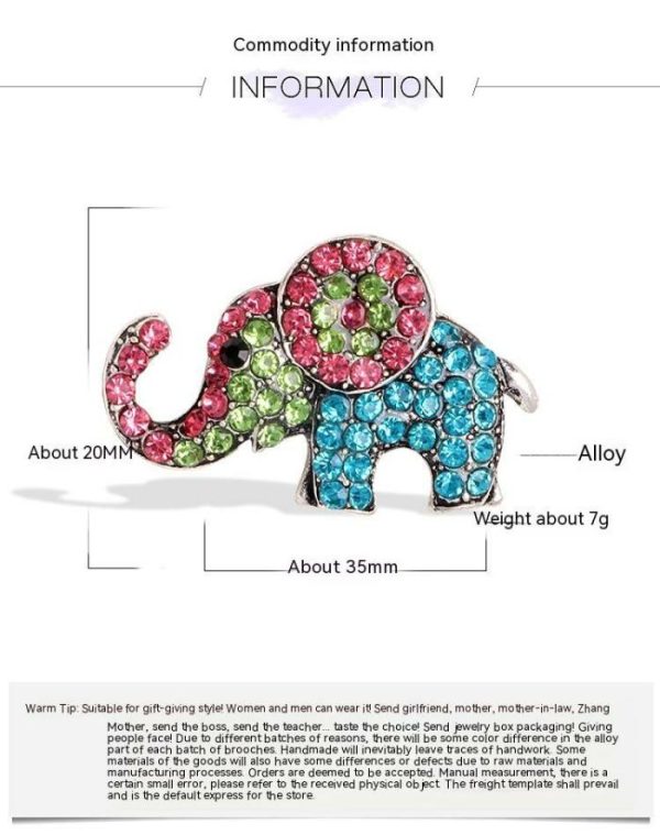 Full Diamond Elephant Brooch Cute Animal | Brooches Brooches Brooches