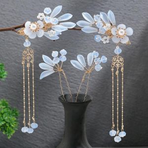 Glazed Flower Hair Ornament Ancient Costume | Body Jewelry Body Jewelry Body Jewelry