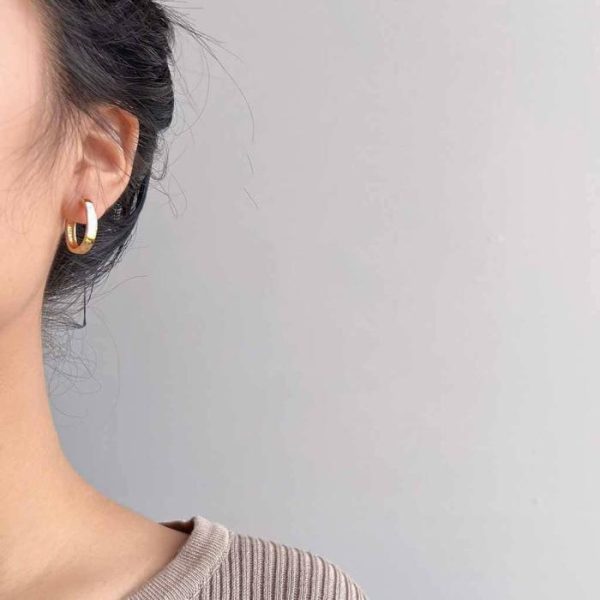 High-grade Oval Oil Dripping Broken Shell Ear Clip Female | Earrings Earrings Earrings