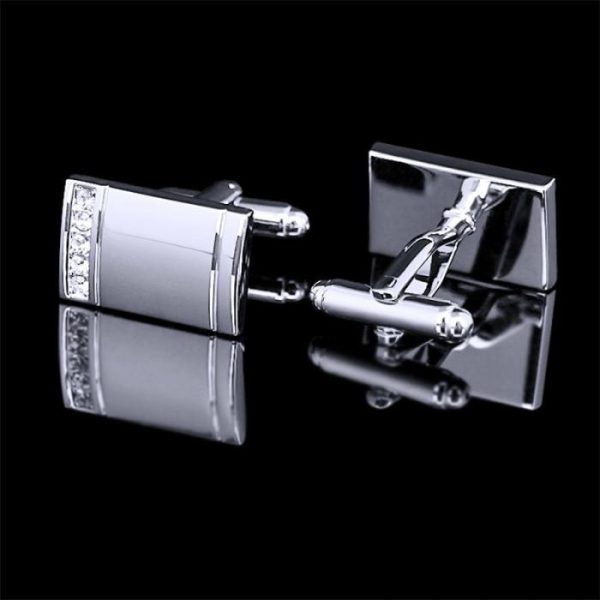 High Quality Silver Diamond Cufflinks Men’s Business French Cufflinks Cuff Nails Can Be Personalized | Men’s Cuff Links Jewelry Men's Cuff Links