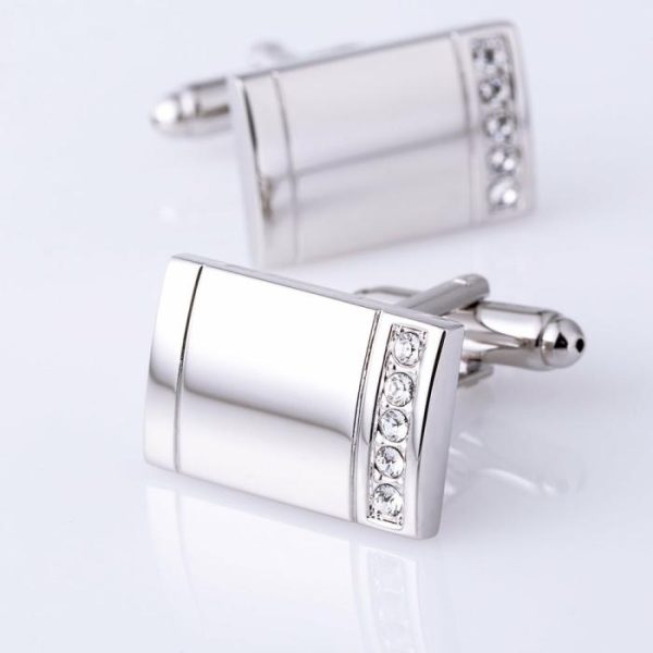 High Quality Silver Diamond Cufflinks Men’s Business French Cufflinks Cuff Nails Can Be Personalized | Men’s Cuff Links Jewelry Men's Cuff Links