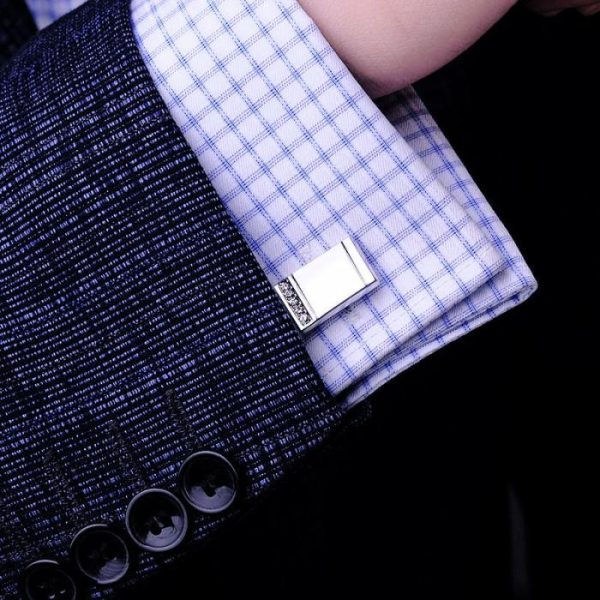 High Quality Silver Diamond Cufflinks Men’s Business French Cufflinks Cuff Nails Can Be Personalized | Men’s Cuff Links Jewelry Men's Cuff Links