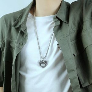 Hip Hop Style Double Skull Pendant Titanium Steel Necklace | Fashion Jewelry Sets Fashion Jewelry Sets Fashion Jewelry Sets