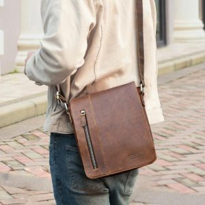 Horse Cowhide European And American Trendy Men’s Shoulder Messenger Bag | Crossbody Bag’s Bags Crossbody Bag's