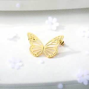 Korean Style Simple Butterfly Studs Stainless Steel Hollow | Earrings Earrings Earrings