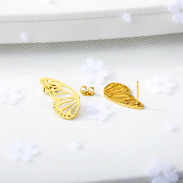 Korean Style Simple Butterfly Studs Stainless Steel Hollow | Earrings Earrings Earrings