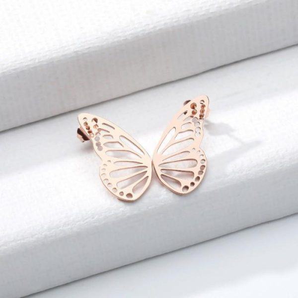 Korean Style Simple Butterfly Studs Stainless Steel Hollow | Earrings Earrings Earrings