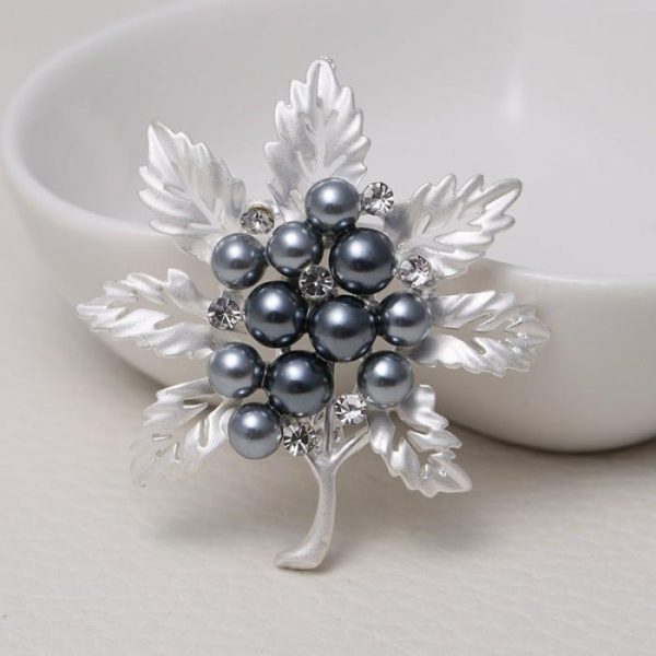 Leaves Matte Brooch Electroplated Pearl Fashion Retro Rhinestone Pin | Brooches Brooches Brooches