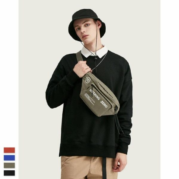 Multifunctional Pocket English Print Men’s And Women’s Shoulder Messenger Bag | Waist Bag’s Bags Waist Bag's