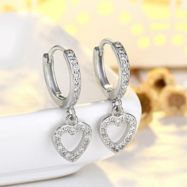 New French Retro S925 Sterling Silver Full Inlaid Love Heart Earrings High-grade Light Luxury Ear Clip Gold Plated | Earrings Earrings Earrings